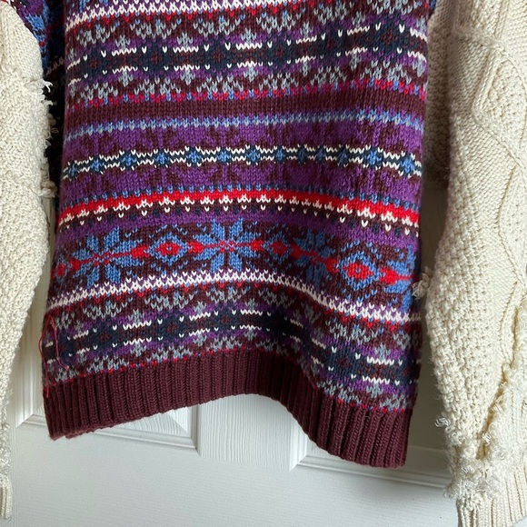 Zara Fair Isle knit pullover sweater with contrasting knit jacquard sleeves M - Picture 13 of 15